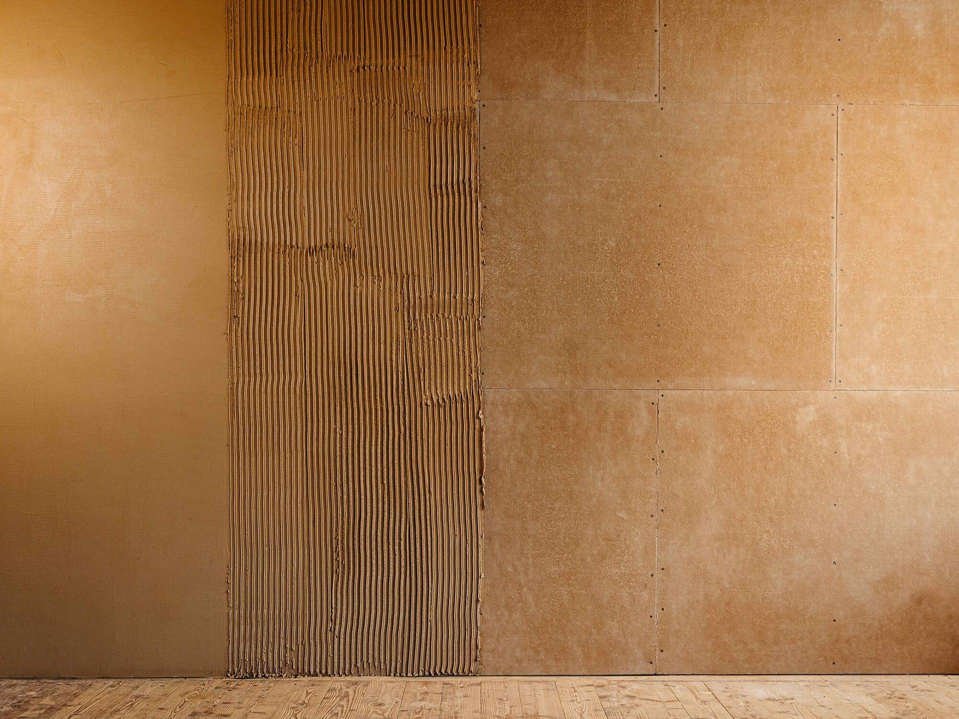 Lehmputz auf Hanf-Lehmbauplatte leicht