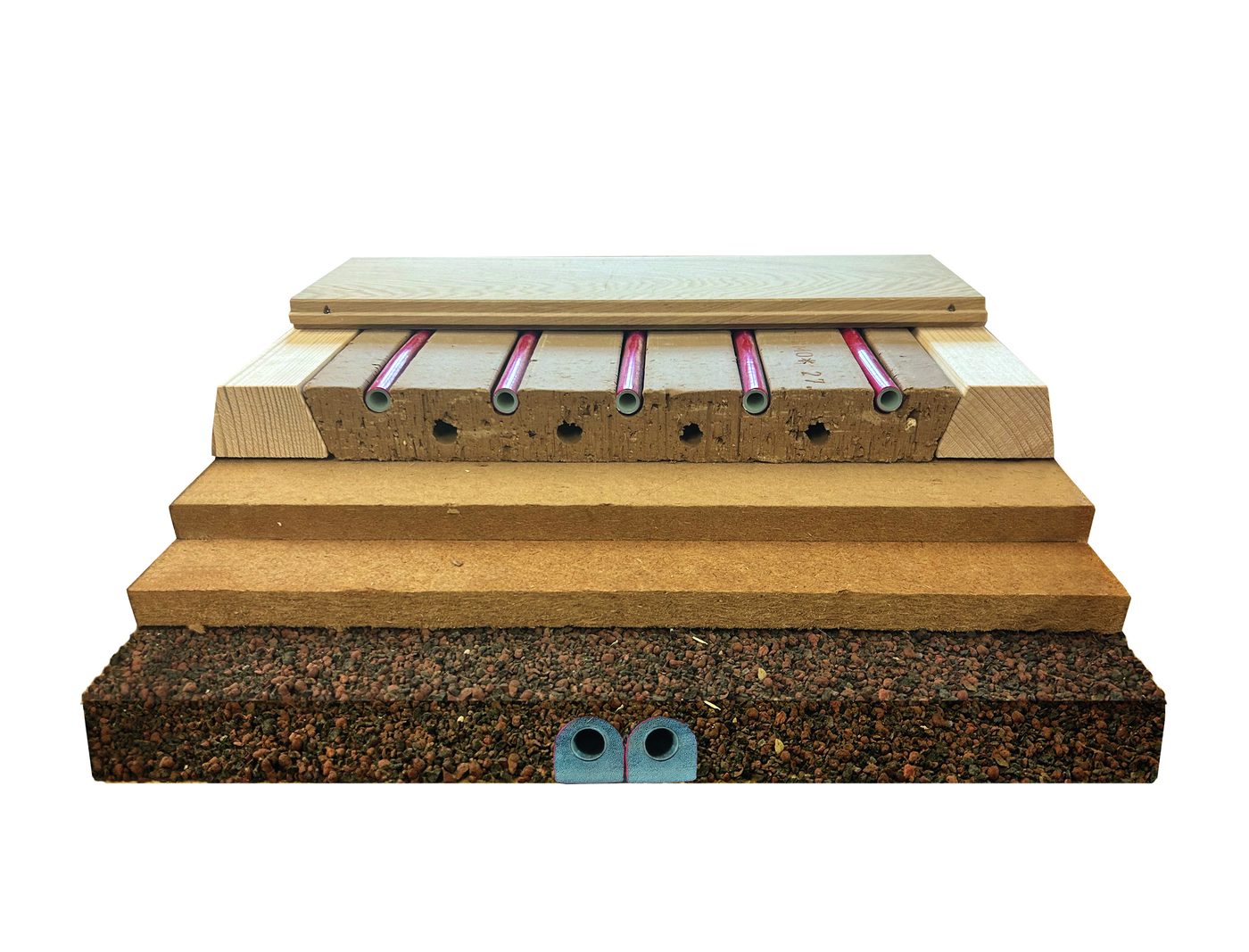 Lethermo Floor-Aufbau auf massiver Decke im Schichtenmodell