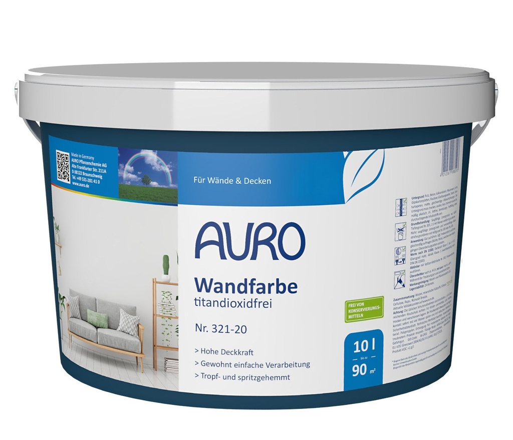 Wandfarbe titandioxidfrei 321-20 (10 Liter Gebinde)
