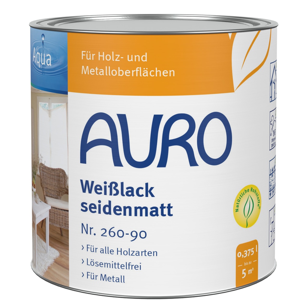 Weißlack Aqua seidenmatt Nr. 260-90 (0,375 Liter Gebinde)