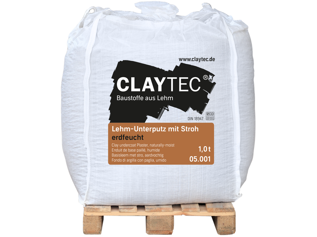 Clay undercoat plaster with straw,  earth-moist