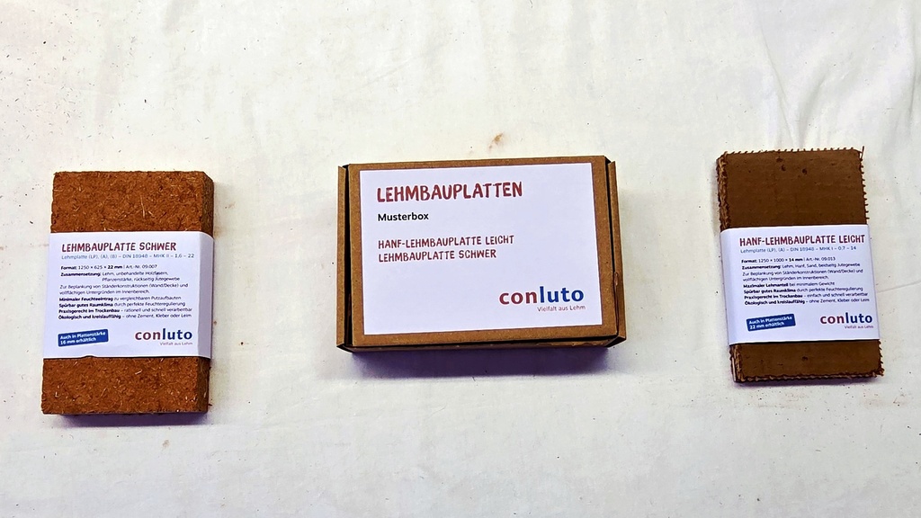 Hanf-Lehmbauplatte Musterbox