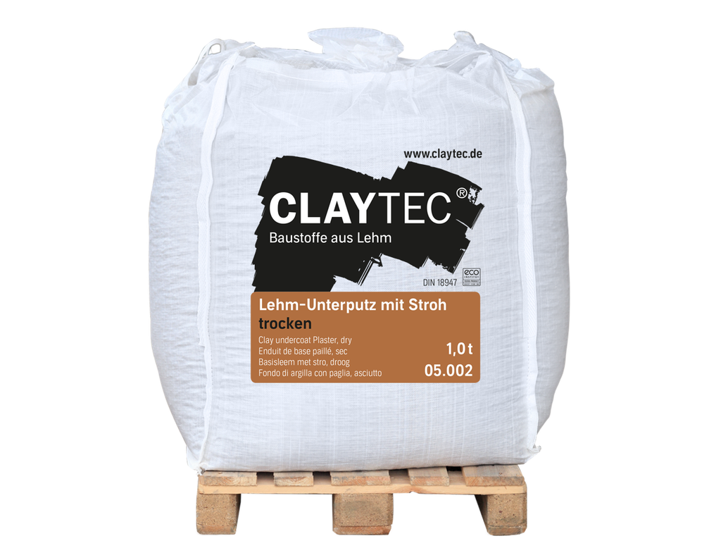 Clay undercoat plaster with straw, dry