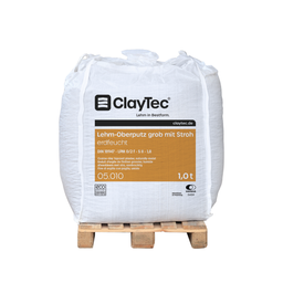 Claytec Ler-overpuds grov med halm, jordfugtig 1000 kg Big Bag