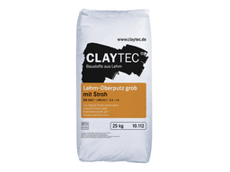 Claytec Lehm-Oberputz grob mit Stroh, trocken 25 kg Sack