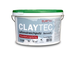 Claytec Clay roll plaster, pure white, "ready to use" 10 Liter bucket